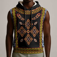 Cameroon Bamileke Toghu Pattern Sleeveless Hoodie Bamenda Royal Cultural Design