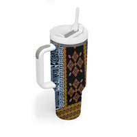 Cameroon Bamileke Toghu Pattern Tumbler With Handle Bamenda Royal Cultural Design