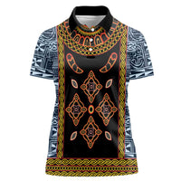 Cameroon Bamileke Toghu Pattern Women Polo Shirt Bamenda Royal Cultural Design