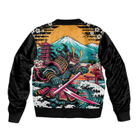 Japanese Samurai Warrior Mount Fuji Bomber Jacket Katana Japanese Wave Cherry Blossom Art