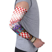 Personalized Croatia National Day Arm Sleeves Croatian Kuna Heritage Iris Floral