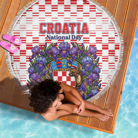 Croatia National Day Beach Blanket Croatian Kuna Heritage Iris Floral