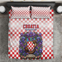 Croatia National Day Bedding Set Croatian Kuna Heritage Iris Floral
