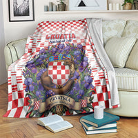 Croatia National Day Blanket Croatian Kuna Heritage Iris Floral