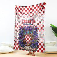 Croatia National Day Blanket Croatian Kuna Heritage Iris Floral