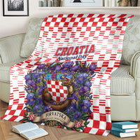 Croatia National Day Blanket Croatian Kuna Heritage Iris Floral