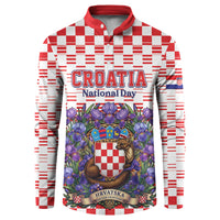 Personalized Croatia National Day Button Sweatshirt Croatian Kuna Heritage Iris Floral