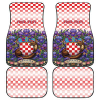 Personalized Croatia National Day Car Mats Croatian Kuna Heritage Iris Floral