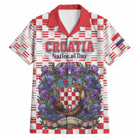 Personalized Croatia National Day Hawaiian Shirt Croatian Kuna Heritage Iris Floral