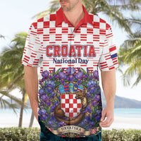 Personalized Croatia National Day Hawaiian Shirt Croatian Kuna Heritage Iris Floral