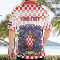 Personalized Croatia National Day Hawaiian Shirt Croatian Kuna Heritage Iris Floral