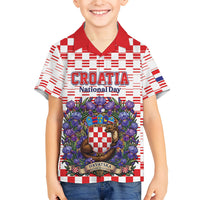 Personalized Croatia National Day Hawaiian Shirt Croatian Kuna Heritage Iris Floral
