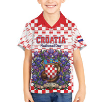 Personalized Croatia National Day Kid Hawaiian Shirt Croatian Kuna Heritage Iris Floral