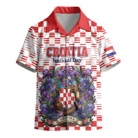 Personalized Croatia National Day Kid Hawaiian Shirt Croatian Kuna Heritage Iris Floral