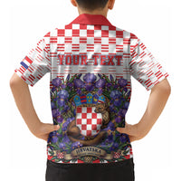 Personalized Croatia National Day Kid Hawaiian Shirt Croatian Kuna Heritage Iris Floral LT19