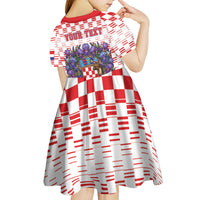 Personalized Croatia National Day Kid Short Sleeve Dress Croatian Kuna Heritage Iris Floral
