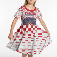 Personalized Croatia National Day Kid Short Sleeve Dress Croatian Kuna Heritage Iris Floral