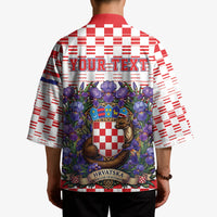 Personalized Croatia National Day Kimono Croatian Kuna Heritage Iris Floral