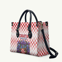 Croatia National Day Leather Bag Croatian Kuna Heritage Iris Floral