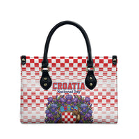 Croatia National Day Leather Bag Croatian Kuna Heritage Iris Floral