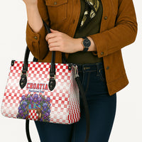 Croatia National Day Leather Bag Croatian Kuna Heritage Iris Floral