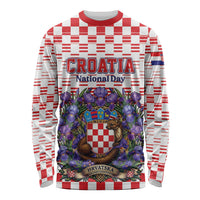 Personalized Croatia National Day Long Sleeve Shirt Croatian Kuna Heritage Iris Floral