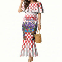 Personalized Croatia National Day Mermaid Dress Croatian Kuna Heritage Iris Floral