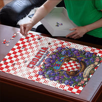 Croatia National Day Puzzle Croatian Kuna Heritage Iris Floral
