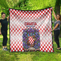 Croatia National Day Quilt Croatian Kuna Heritage Iris Floral