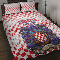 Croatia National Day Quilt Bed Set Croatian Kuna Heritage Iris Floral