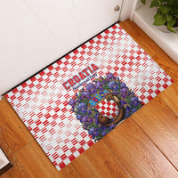 Croatia National Day Rubber Doormat Croatian Kuna Heritage Iris Floral