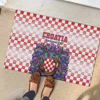 Croatia National Day Rubber Doormat Croatian Kuna Heritage Iris Floral