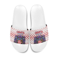 Croatia National Day Slide Sandals Croatian Kuna Heritage Iris Floral