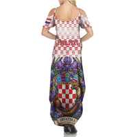 Personalized Croatia National Day Summer Maxi Dress Croatian Kuna Heritage Iris Floral