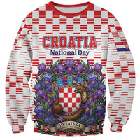 Personalized Croatia National Day Sweatshirt Croatian Kuna Heritage Iris Floral