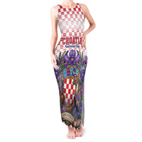 Personalized Croatia National Day Tank Maxi Dress Croatian Kuna Heritage Iris Floral