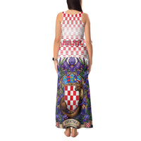 Personalized Croatia National Day Tank Maxi Dress Croatian Kuna Heritage Iris Floral