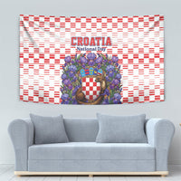 Croatia National Day Tapestry Croatian Kuna Heritage Iris Floral