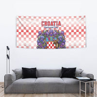 Croatia National Day Tapestry Croatian Kuna Heritage Iris Floral