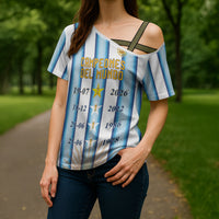 Custom Argentina Campeones Del Mundo 2026 Cross Shoulder Shirt Four Star World Champions Glory