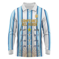 Custom Argentina Campeones Del Mundo 2026 Long Sleeve Polo Shirt Four Star World Champions Glory