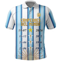 Custom Argentina Campeones Del Mundo 2026 Polo Shirt Four Star World Champions Glory