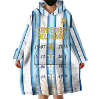 Custom Argentina Campeones Del Mundo 2026 Wearable Blanket Hoodie Four Star World Champions Glory