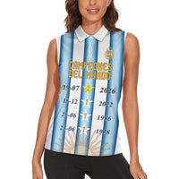 Custom Argentina Campeones Del Mundo 2026 Women Sleeveless Polo Shirt Four Star World Champions Glory