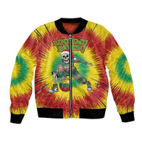 Personalized Lithuania Christmas Tie Dye Bomber Jacket Skeleton Basketball Slam Dunk Santa Hat LT19