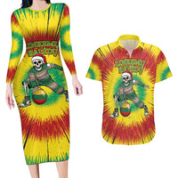 Personalized Lithuania Christmas Tie Dye Couples Matching Long Sleeve Bodycon Dress and Hawaiian Shirt Skeleton Basketball Slam Dunk Santa Hat LT19