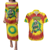 Personalized Lithuania Christmas Tie Dye Couples Matching Puletasi and Hawaiian Shirt Skeleton Basketball Slam Dunk Santa Hat LT19