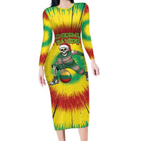 Personalized Lithuania Christmas Tie Dye Family Matching Long Sleeve Bodycon Dress and Hawaiian Shirt Skeleton Basketball Slam Dunk Santa Hat LT19