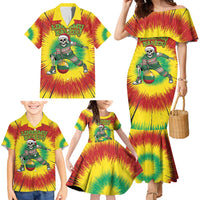 Personalized Lithuania Christmas Tie Dye Family Matching Mermaid Dress and Hawaiian Shirt Skeleton Basketball Slam Dunk Santa Hat LT19