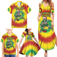 Personalized Lithuania Christmas Tie Dye Family Matching Summer Maxi Dress and Hawaiian Shirt Skeleton Basketball Slam Dunk Santa Hat LT19